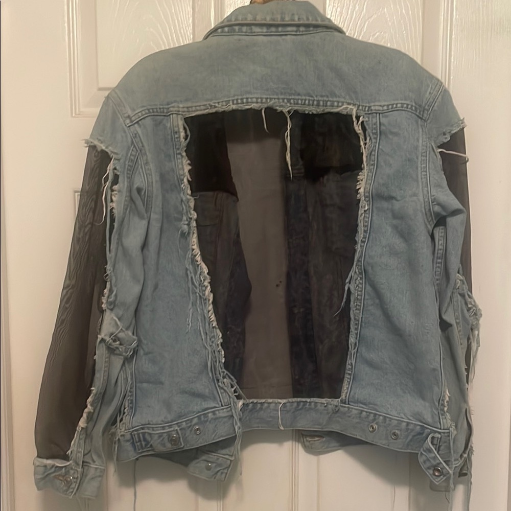 Topshop Blue Jean Jacket Modern Two-Tone Design - Picture 4 of 6